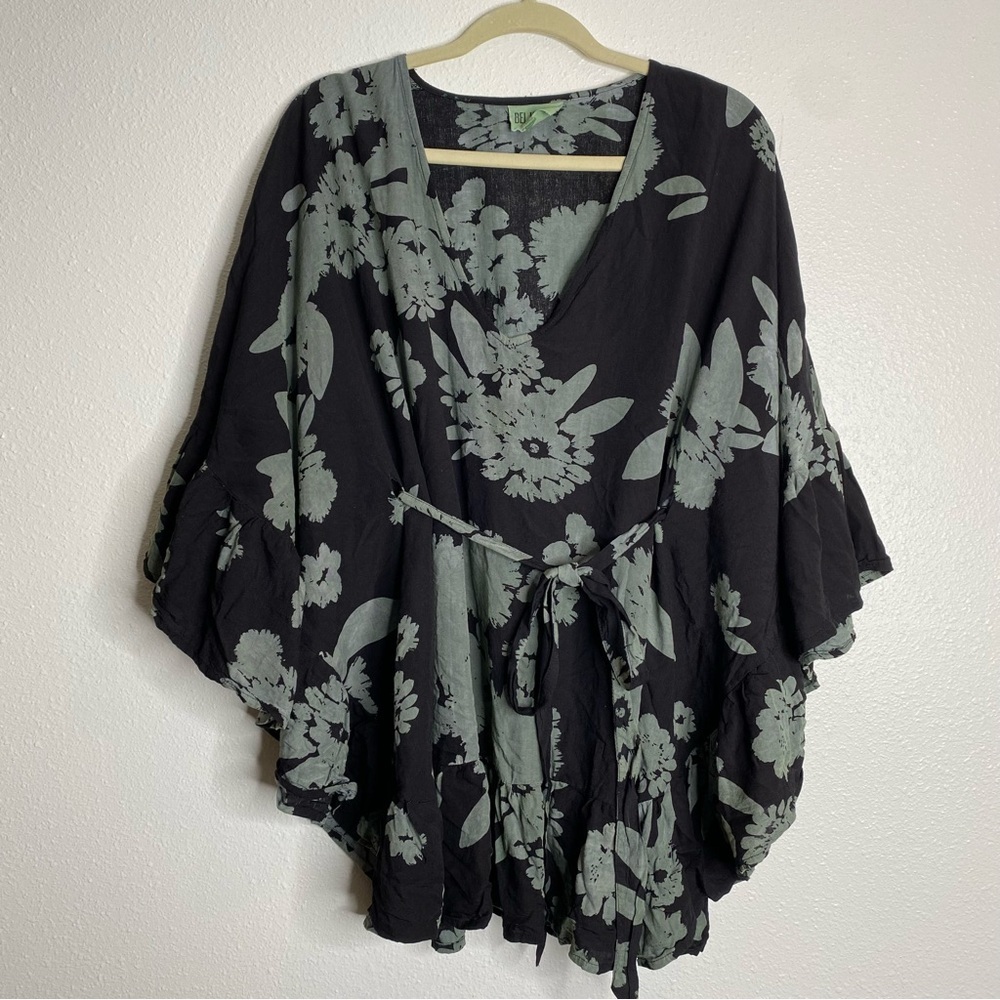 Bel Kazan‎ Tie Ruffle Printed Kaftan O/S